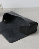 Load image into Gallery viewer, Leather Pencil Case, Black, Open View
