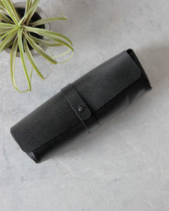 Leather Pencil Case, Black, Top View
