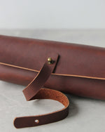 Load image into Gallery viewer, Leather Pencil Case, Brown, Closure
