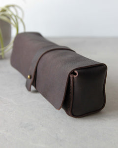 Leather Pencil Case, Brown, Side View