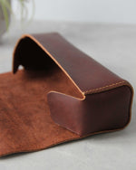 Load image into Gallery viewer, Leather Pencil Case, Brown, Side View
