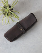 Load image into Gallery viewer, Leather Pencil Case, Brown, Top View
