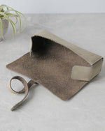 Load image into Gallery viewer, Leather Pencil Case, Sage Green, Open View
