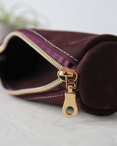 Leather Pencil Case, Zipper, Purple, Front View