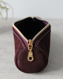 Leather Pencil Case, Zipper, Purple, Side View