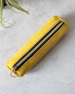 Charger l&#39;image dans la galerie, Leather Pencil Case, Zipper, Yellow, Top View
