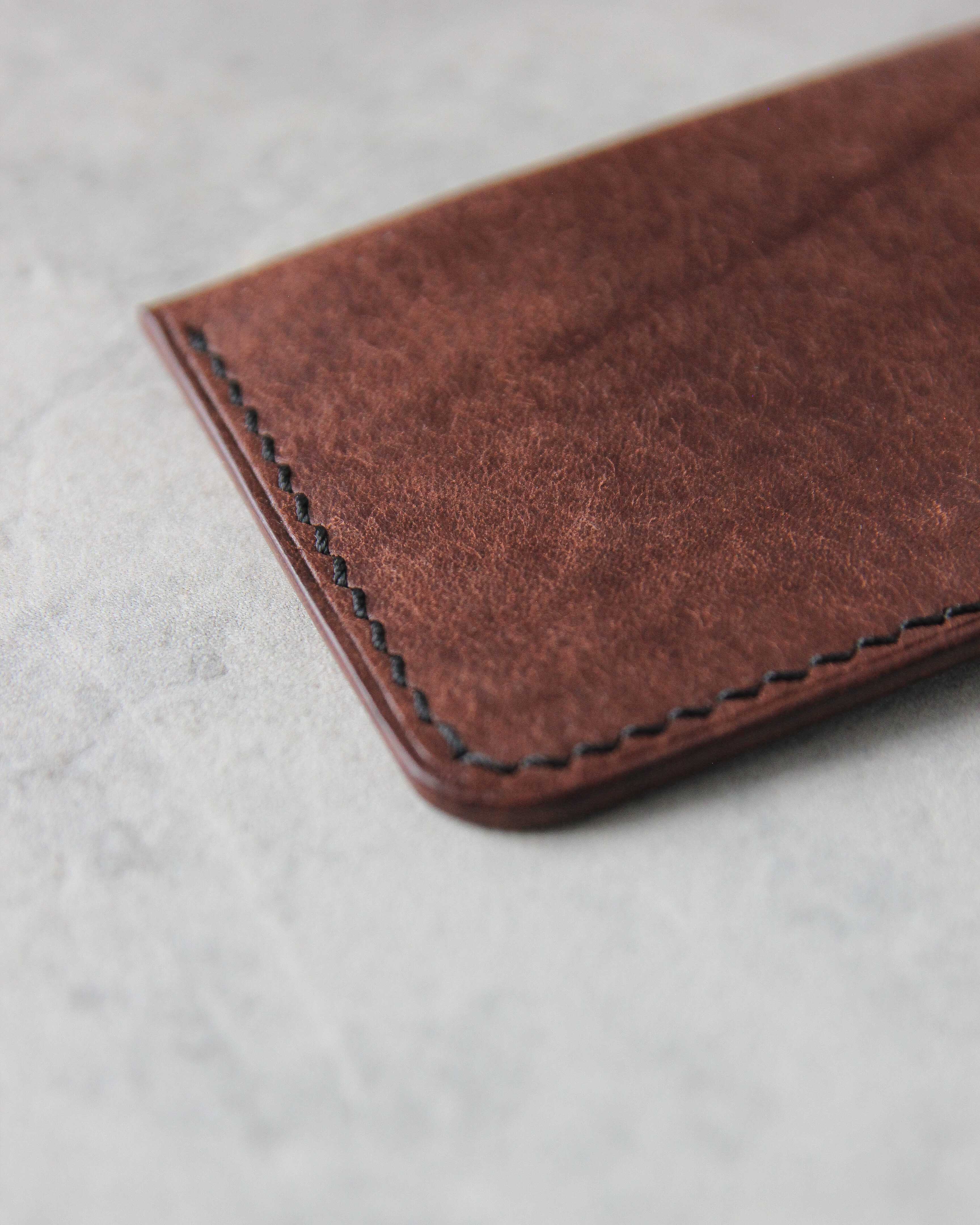 Leather Simple Cardholder, Brown, Detail view