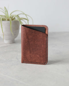 Leather Simple Cardholder, Brown, Front view