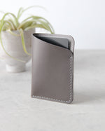 Load image into Gallery viewer, Leather Simple Cardholder, Gray, Front view
