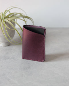 Leather Simple Cardholder, Purple , Front view