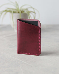 Leather Simple Cardholder, Purple, Front view