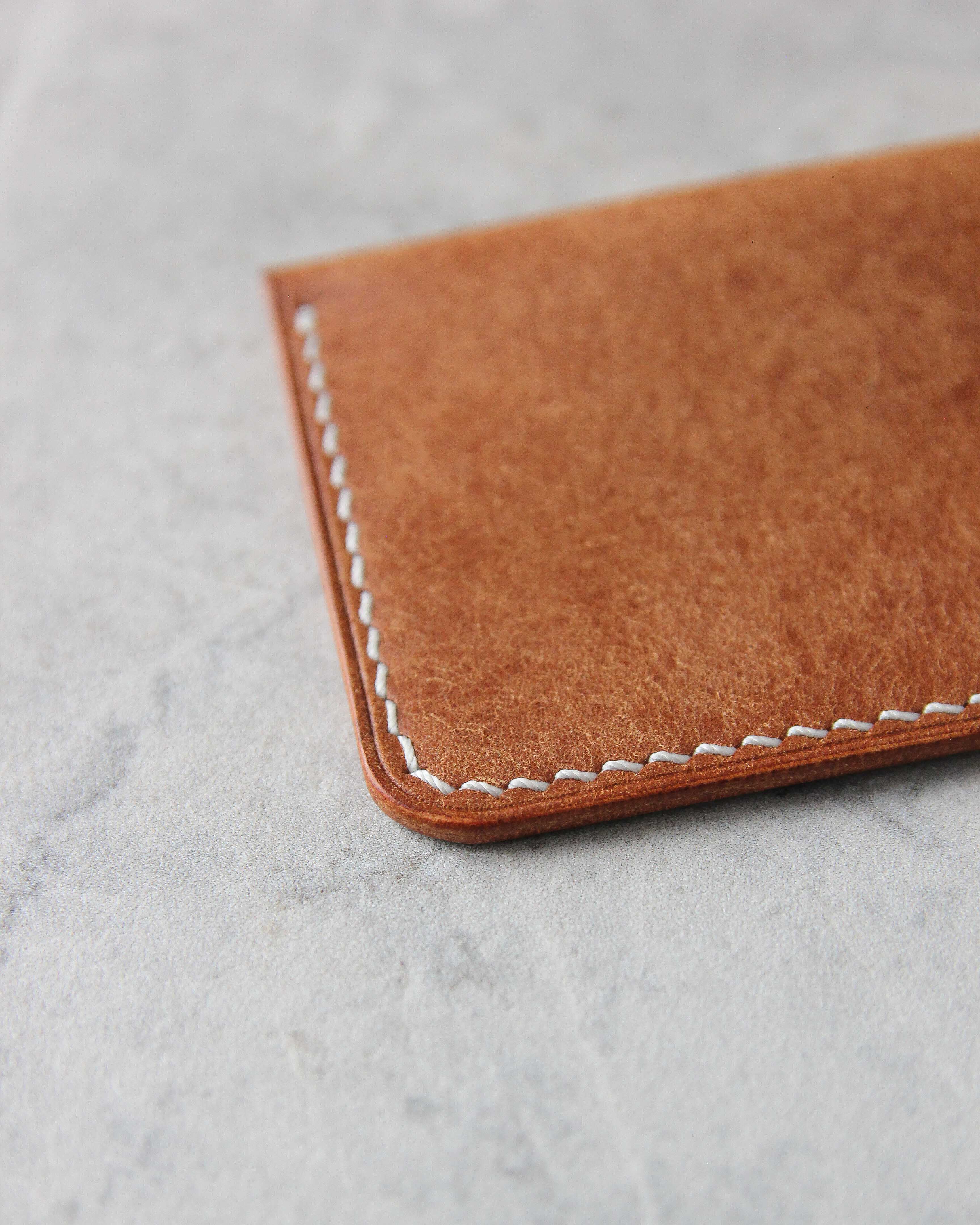 Leather Simple Cardholder, Whiskey, Detail view