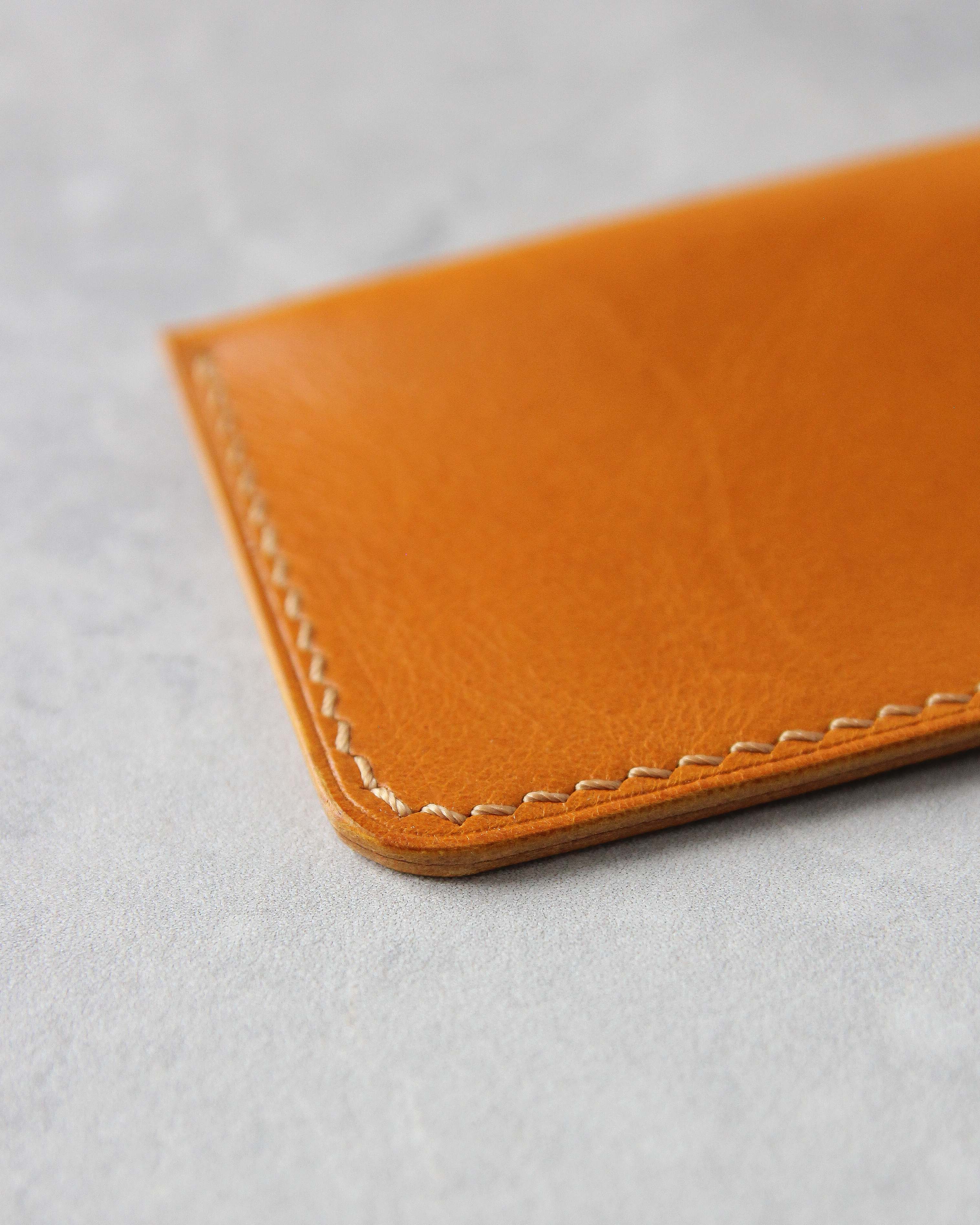 Leather Simple Cardholder, Yellow, Detail view