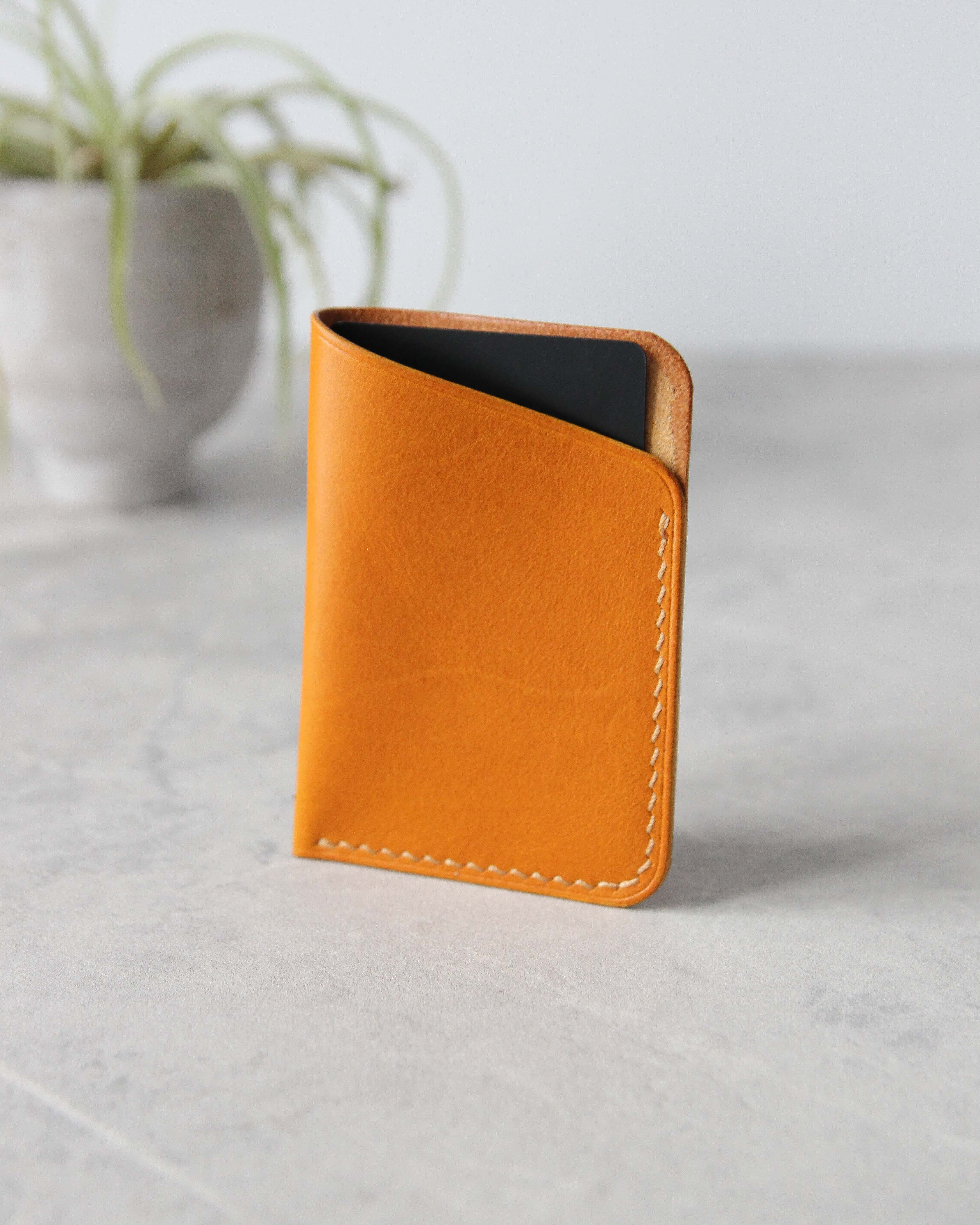 Leather Simple Cardholder, Yellow, Front view