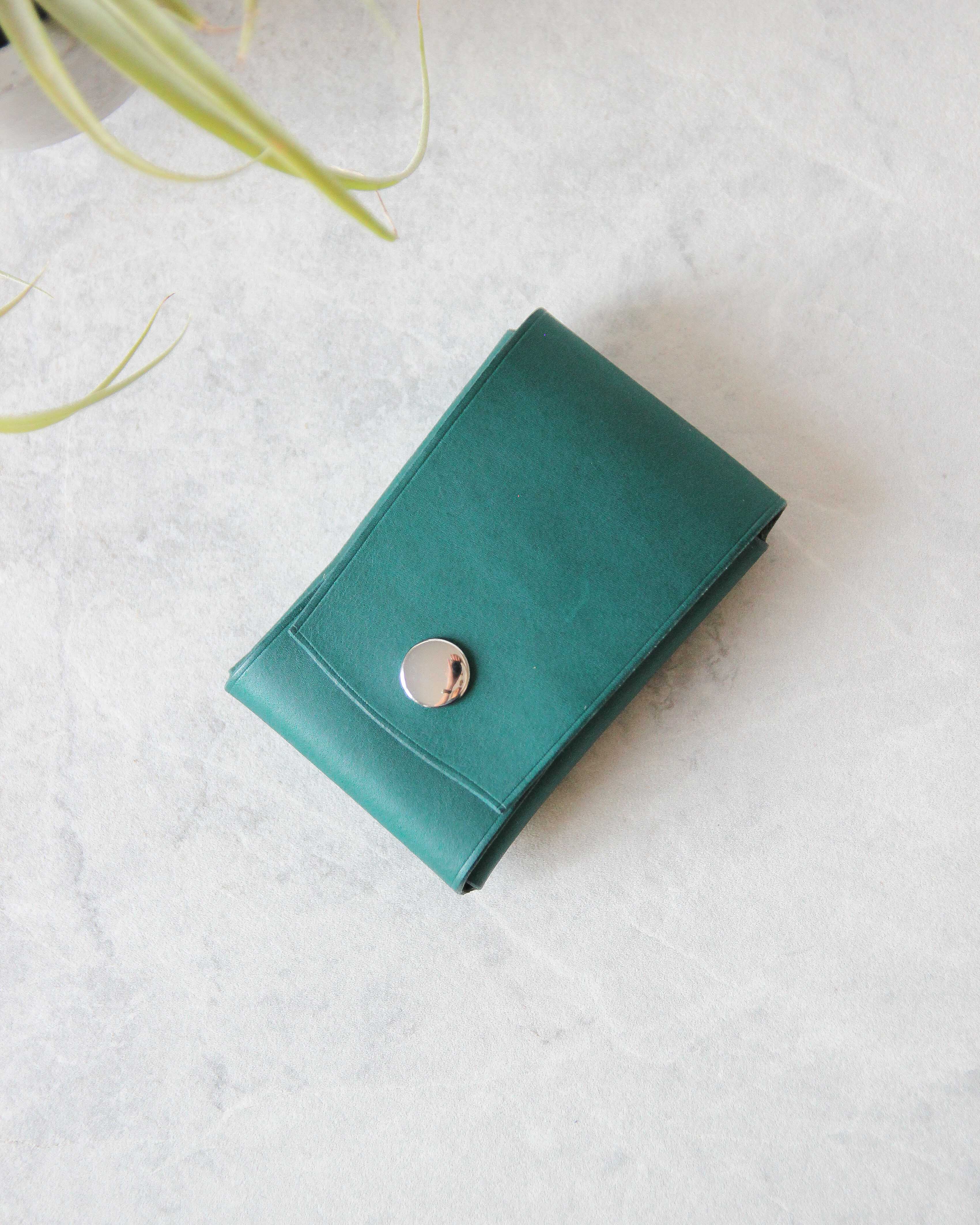 Leather Snap Cardholder, Aqua, Top view