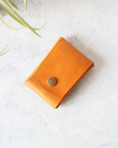 Leather Snap Cardholder, Yellow, Top view