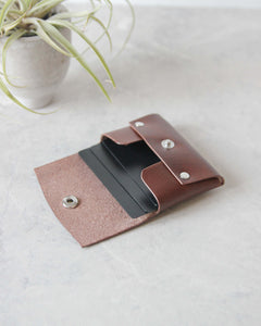 Leather Snap Wallet, Brown, Side view