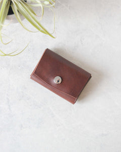 Leather Snap Wallet, Brown, Top view