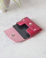 Load image into Gallery viewer, Leather Snap Wallet, Magenta, Side view
