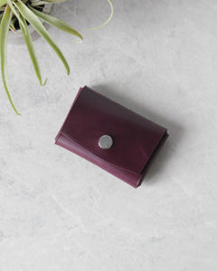 Leather Snap Wallet, Purple, Top view