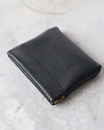 Load image into Gallery viewer, Leather Squeeze Coin Pouch, Black, Closed view
