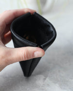 Load image into Gallery viewer, Leather Squeeze Coin Pouch, Black, Side view
