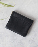 Load image into Gallery viewer, Leather Squeeze Coin Pouch, Black, Top view
