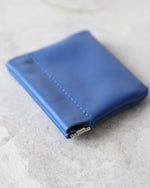 Load image into Gallery viewer, Leather Squeeze Coin Pouch, Blue, Closed view
