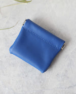 Load image into Gallery viewer, Leather Squeeze Coin Pouch, Blue, Top view
