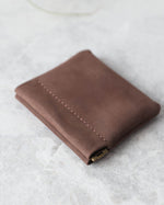 Load image into Gallery viewer, Leather Squeeze Coin Pouch, Brown, Closed view
