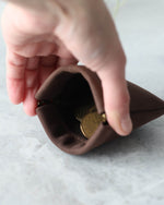 Load image into Gallery viewer, Leather Squeeze Coin Pouch, Brown, Open view
