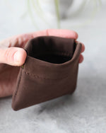 Load image into Gallery viewer, Leather Squeeze Coin Pouch, Brown, Side view
