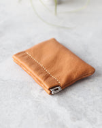 Load image into Gallery viewer, Leather Squeeze Coin Pouch, Caramel, Closed view
