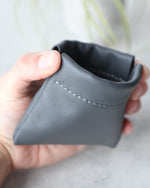 Load image into Gallery viewer, Leather Squeeze Coin Pouch, Gray, Side view
