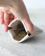 Load image into Gallery viewer, Leather Squeeze Coin Pouch, Offwhite, Open view
