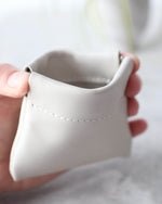 Load image into Gallery viewer, Leather Squeeze Coin Pouch, Offwhite, Side view
