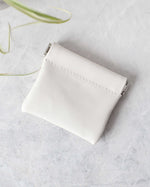 Load image into Gallery viewer, Leather Squeeze Coin Pouch, Offwhite, Top view
