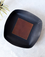 Charger l'image dans la galerie, Leather Valet Tray, Black and Brown, Large, Top View
