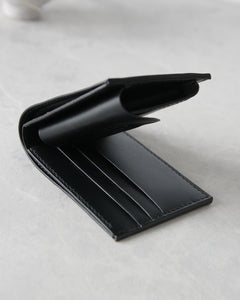 Leather Wallet, Black, 5 slots, Integrated Coin Pouch, Detail view