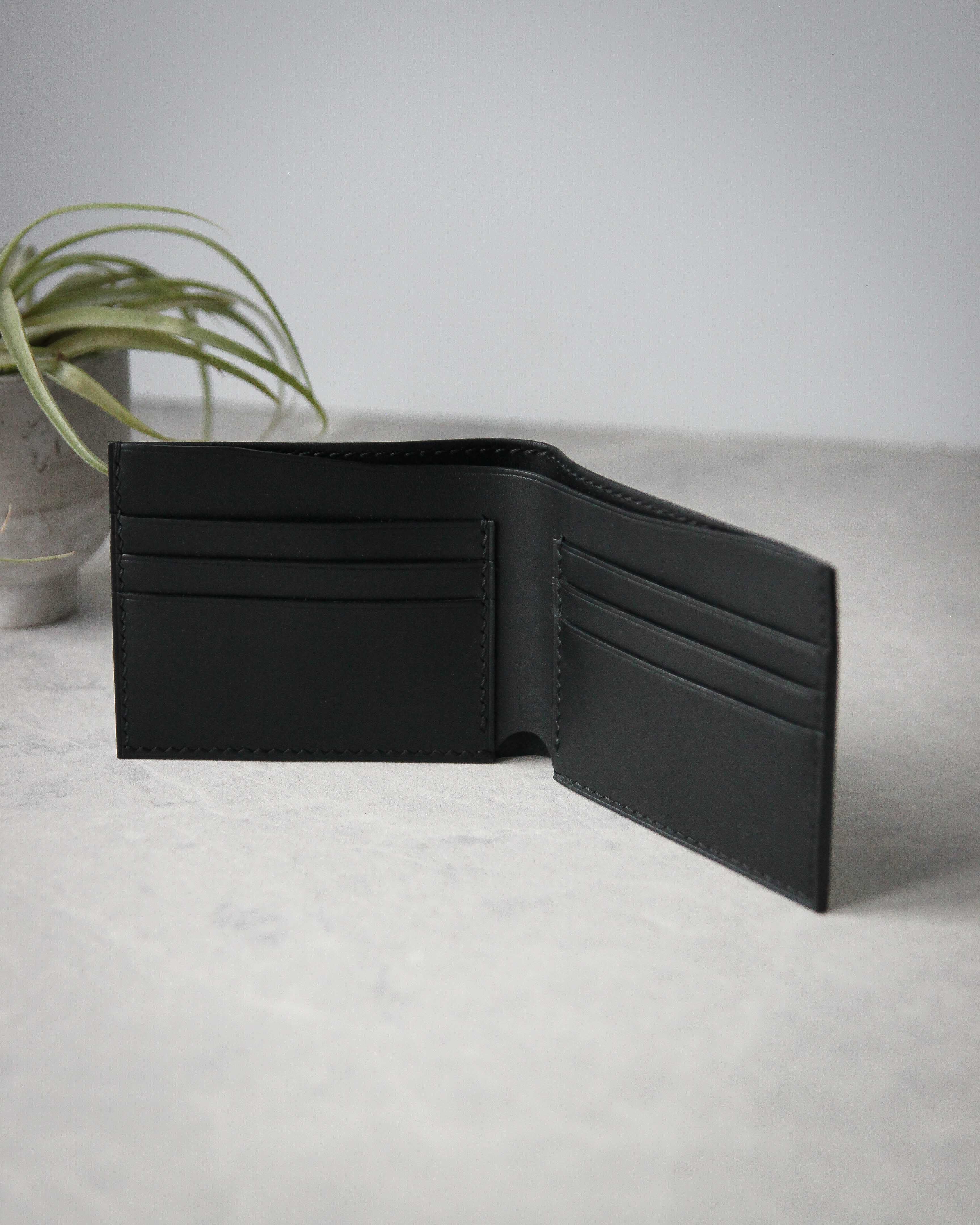 Leather Wallet, Black, 6 slots ,Open view