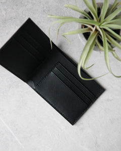 Leather Wallet, Black, 6 slots ,Top view