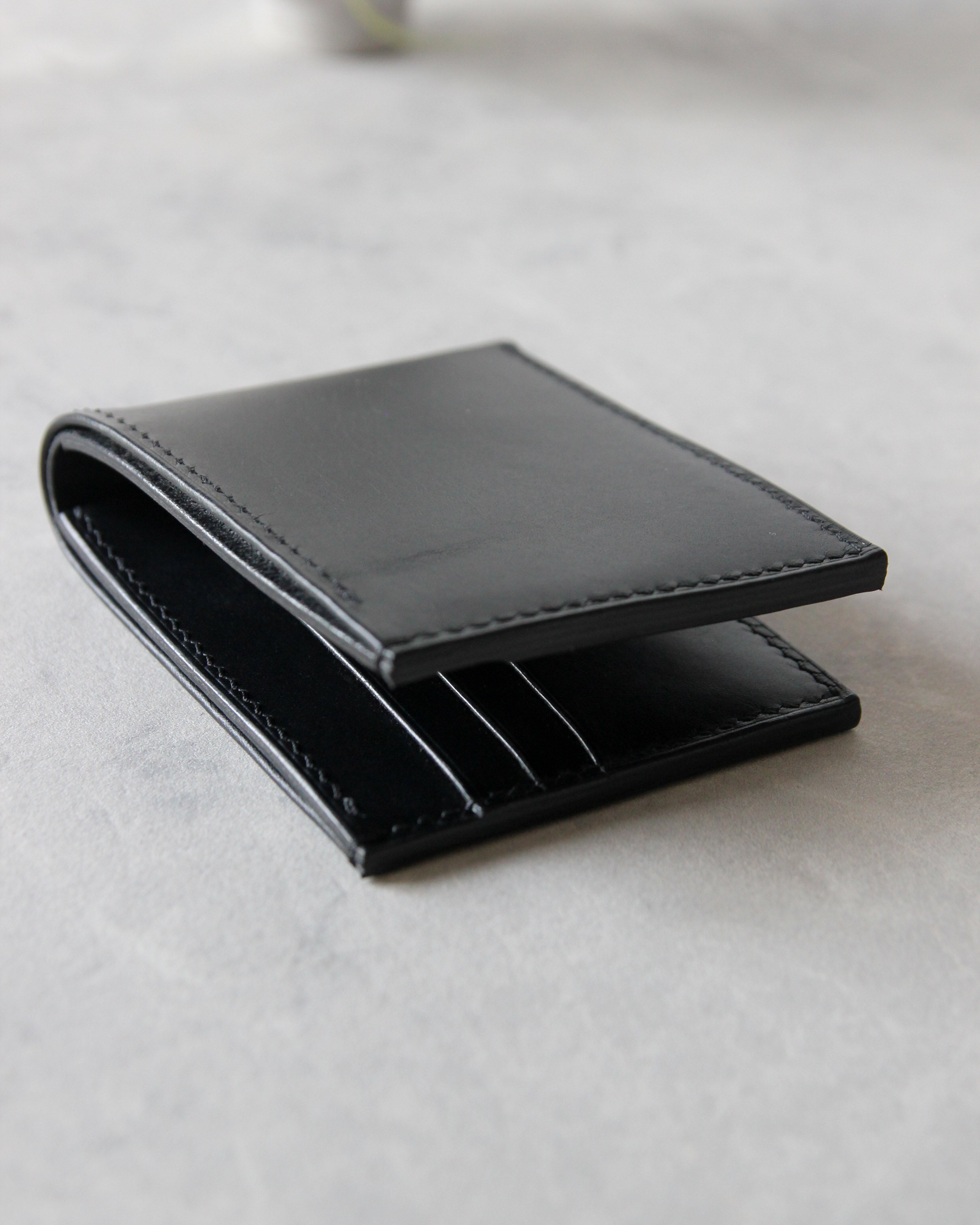 Leather Wallet, Black, 8 slots ,Side view