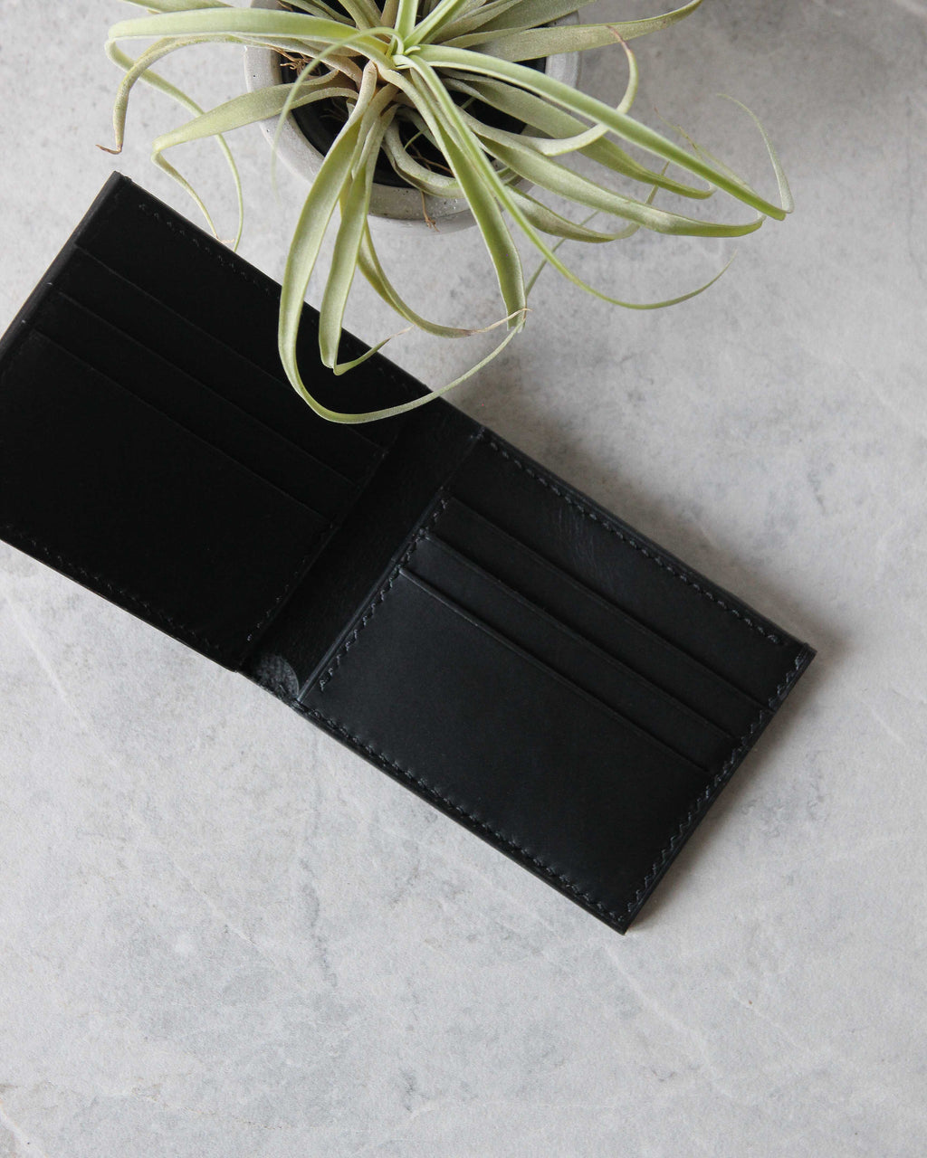 Leather Wallet, Black, 8 slots, Top view