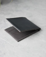 Load image into Gallery viewer, Leather Wallet, Black and Gray, 6 slots, Closed view
