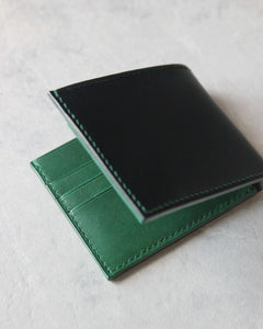 Leather Wallet, Black and Green, 6 slots, Closed view