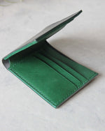 Load image into Gallery viewer, Leather Wallet, Black and Green, 6 slots, Side view
