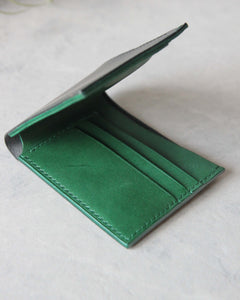Leather Wallet, Black and Green, 6 slots, Side view