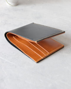 Leather Wallet, Black and Whiskey, 6 slots, Detail view