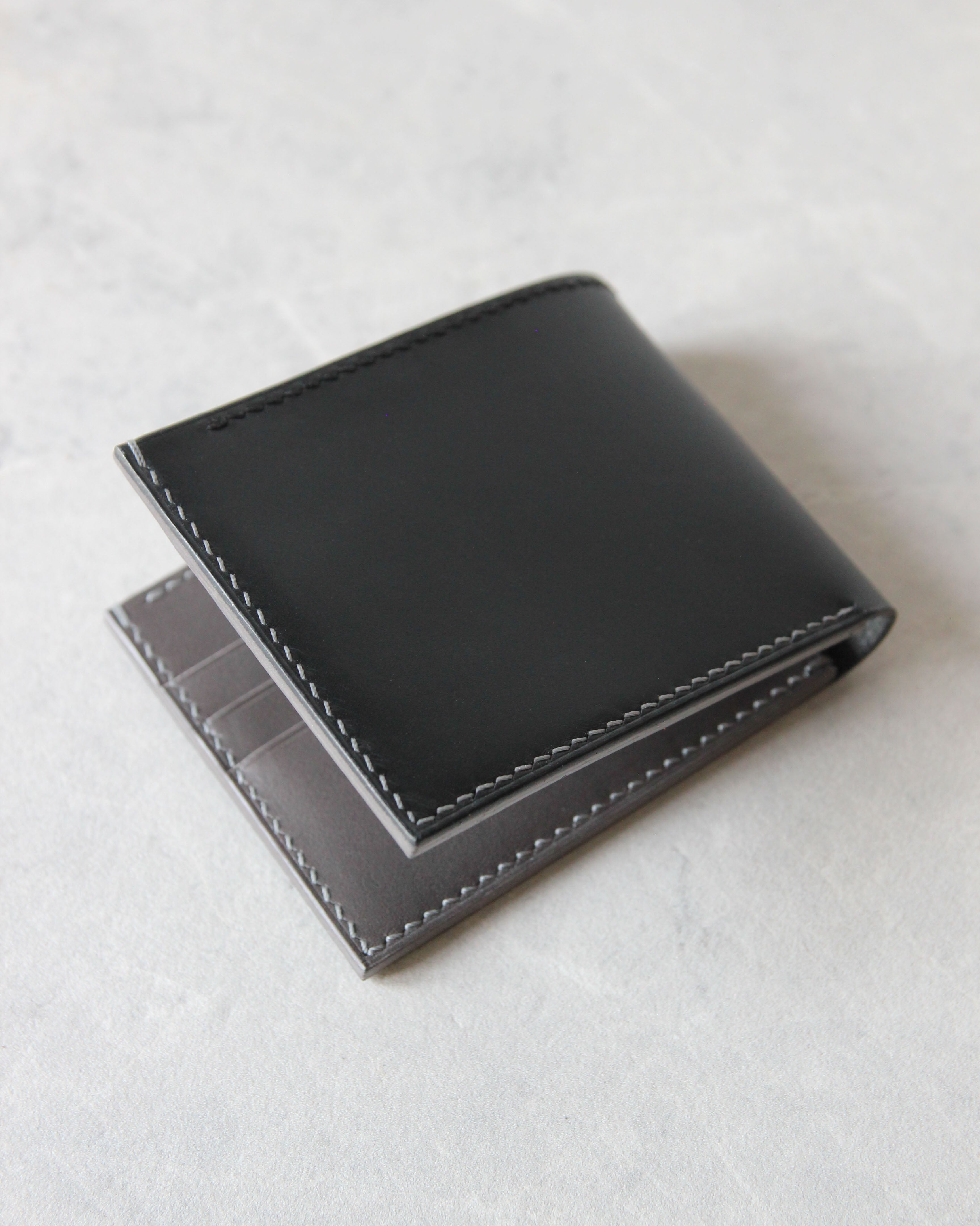 Leather Wallet, Black and gray, 8 slots, Back view