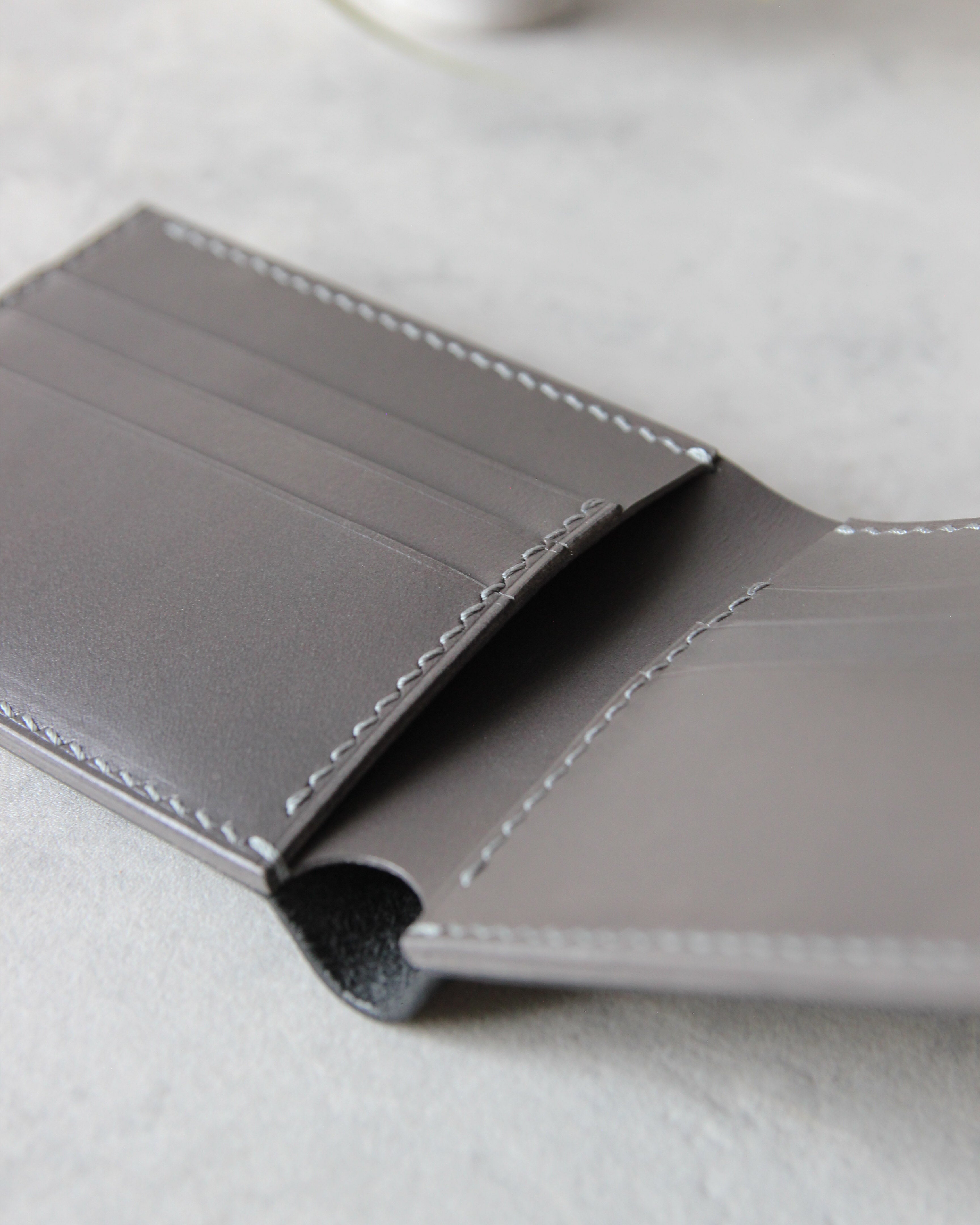 Leather Wallet, Black and gray, 8 slots, Detail view